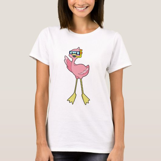 Flamingo bij duiken met Snorkel T-shirt (Voorkant)