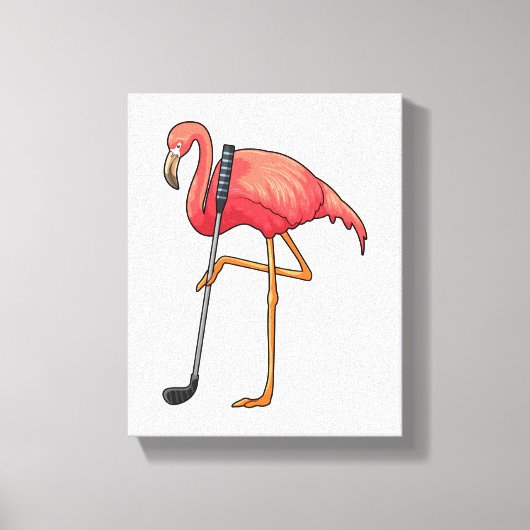Flamingo bij Golf met Golfclub Canvas Afdruk (Voorkant)
