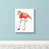 Flamingo bij Golf met Golfclub Canvas Afdruk (Insitu (Houten vloer))