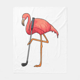 Flamingo bij Golf met Golfclub Fleece Deken
