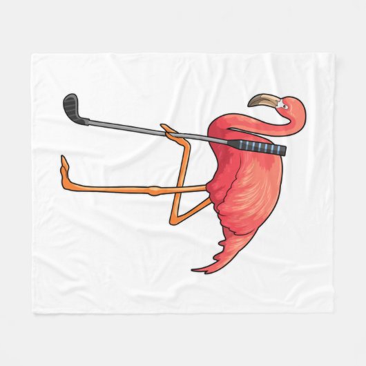 Flamingo bij Golf met Golfclub Fleece Deken (Voorkant (Horizontaal))