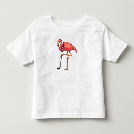 Flamingo bij Golf met Golfclub Kinder Shirts (Voorkant)