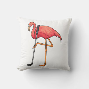 Flamingo bij Golf met Golfclub Kussen