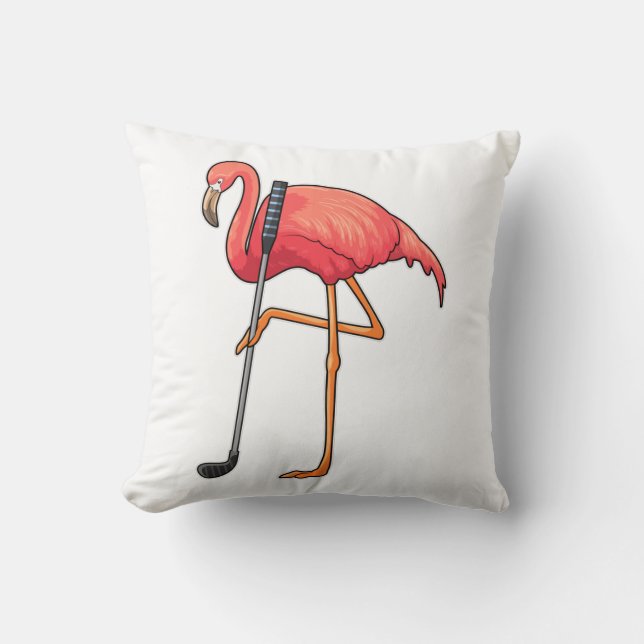 Flamingo bij Golf met Golfclub Kussen (Voorkant)