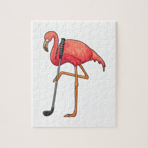 Flamingo bij Golf met Golfclub Legpuzzel