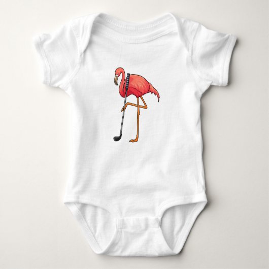 Flamingo bij Golf met Golfclub Romper (Voorkant)