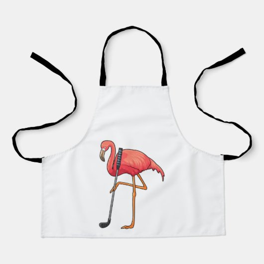 Flamingo bij Golf met Golfclub Schort (Voorkant)