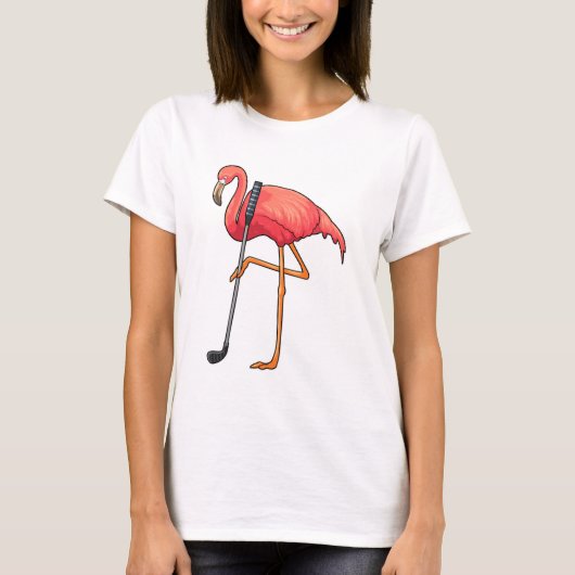 Flamingo bij Golf met Golfclub T-shirt (Voorkant)