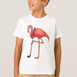Flamingo bij Golf met Golfclub T-shirt