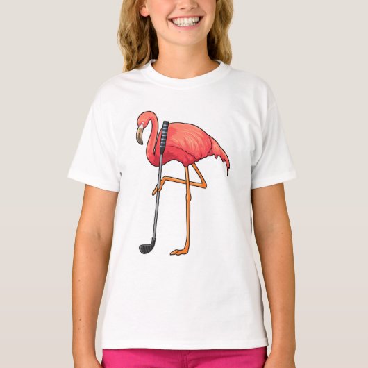 Flamingo bij Golf met Golfclub T-shirt (Voorkant)