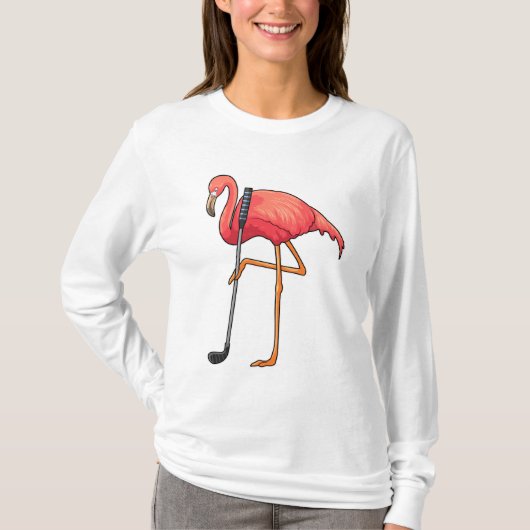 Flamingo bij Golf met Golfclub T-shirt (Voorkant)