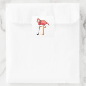 Flamingo bij Golf met Golfclub Vierkante Sticker (Tas)