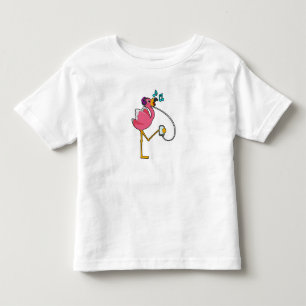 Flamingo bij Muziek met Hoofdtelefoon Kinder Shirts