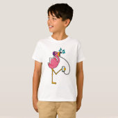 Flamingo bij Muziek met Hoofdtelefoon T-shirt (Voorkant volledig)