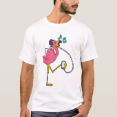 Flamingo bij Muziek met Hoofdtelefoon T-shirt (Voorkant)