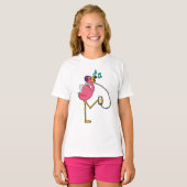 Flamingo bij Muziek met Hoofdtelefoon T-shirt (Voorkant volledig)