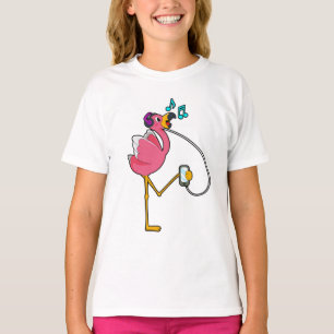 Flamingo bij Muziek met Hoofdtelefoon T-shirt