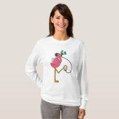 Flamingo bij Muziek met Hoofdtelefoon T-shirt (Voorkant volledig)