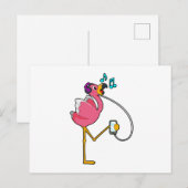 Flamingo bij muziek met koptelefoon briefkaart (Voorkant / Achterkant)