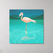 FLAMINGO BIJ NACHT ART PRINT STRETCHED CANVAS (Voorkant)