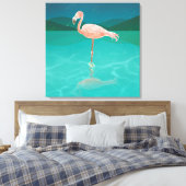 FLAMINGO BIJ NACHT ART PRINT STRETCHED CANVAS (Insitu (Slaapkamer))