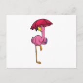 Flamingo bij Raining met Umbrella Briefkaart (Voorkant)
