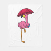 Flamingo bij Raining met Umbrella Fleece Deken (Voorkant)
