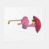 Flamingo bij Raining met Umbrella Fleece Deken (Voorkant (Horizontaal))