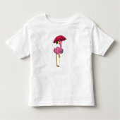 Flamingo bij Raining met Umbrella Kinder Shirts (Voorkant)