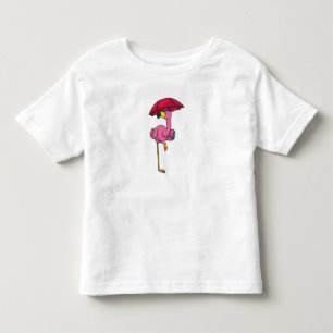 Flamingo bij Raining met Umbrella Kinder Shirts