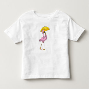 Flamingo bij Raining met Umbrella Kinder Shirts