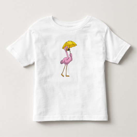 Flamingo bij Raining met Umbrella Kinder Shirts (Voorkant)