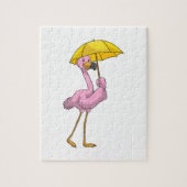 Flamingo bij Raining met Umbrella Legpuzzel (Verticaal)