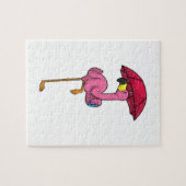 Flamingo bij Raining met Umbrella Legpuzzel (Horizontaal)