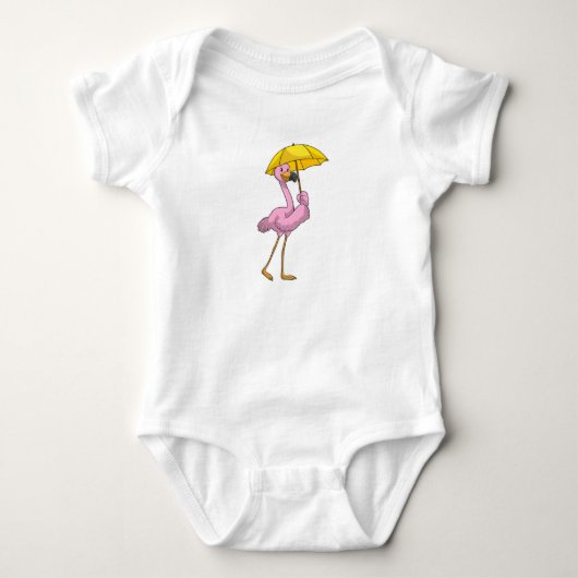 Flamingo bij Raining met Umbrella Romper (Voorkant)