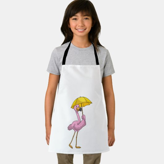 Flamingo bij Raining met Umbrella Schort (Insitu)