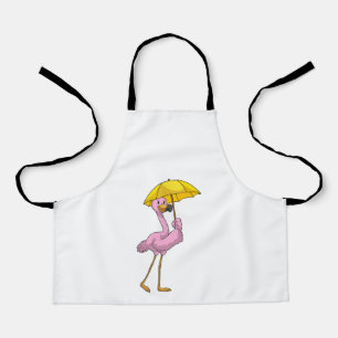 Flamingo bij Raining met Umbrella Schort