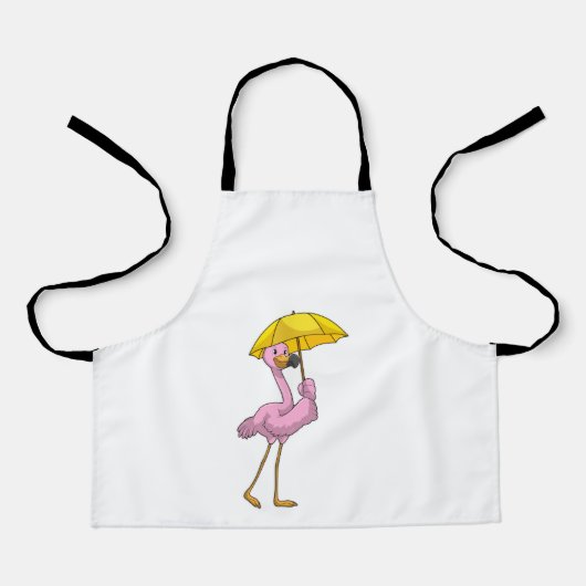 Flamingo bij Raining met Umbrella Schort (Voorkant)