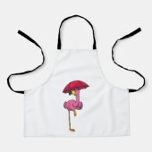 Flamingo bij Raining met Umbrella Schort (Voorkant)