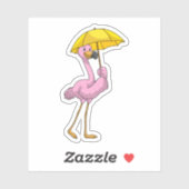 Flamingo bij Raining met Umbrella Sticker (Vel)