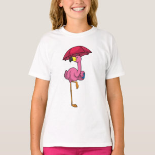 Flamingo bij Raining met Umbrella T-shirt