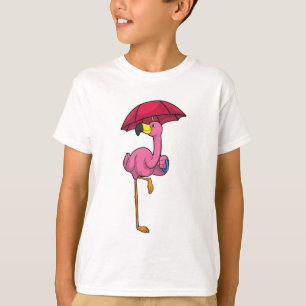 Flamingo bij Raining met Umbrella T-shirt