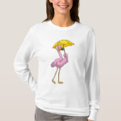 Flamingo bij Raining met Umbrella T-shirt (Voorkant)