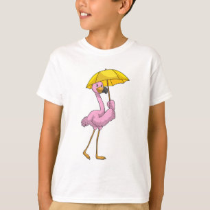 Flamingo bij Raining met Umbrella T-shirt