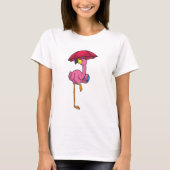 Flamingo bij Raining met Umbrella T-shirt (Voorkant)