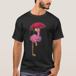 Flamingo bij Raining met Umbrella T-shirt