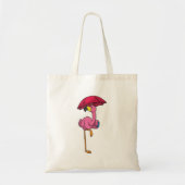 Flamingo bij Raining met Umbrella Tote Bag (Voorkant)