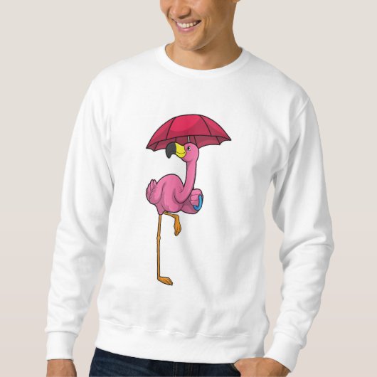 Flamingo bij Raining met Umbrella Trui (Voorkant)