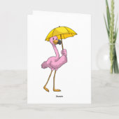 Flamingo bij regen met paraplu kaart (Achterkant)