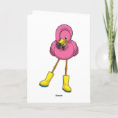 Flamingo bij Regen met Rubberlaarzen Kaart (Achterkant)
